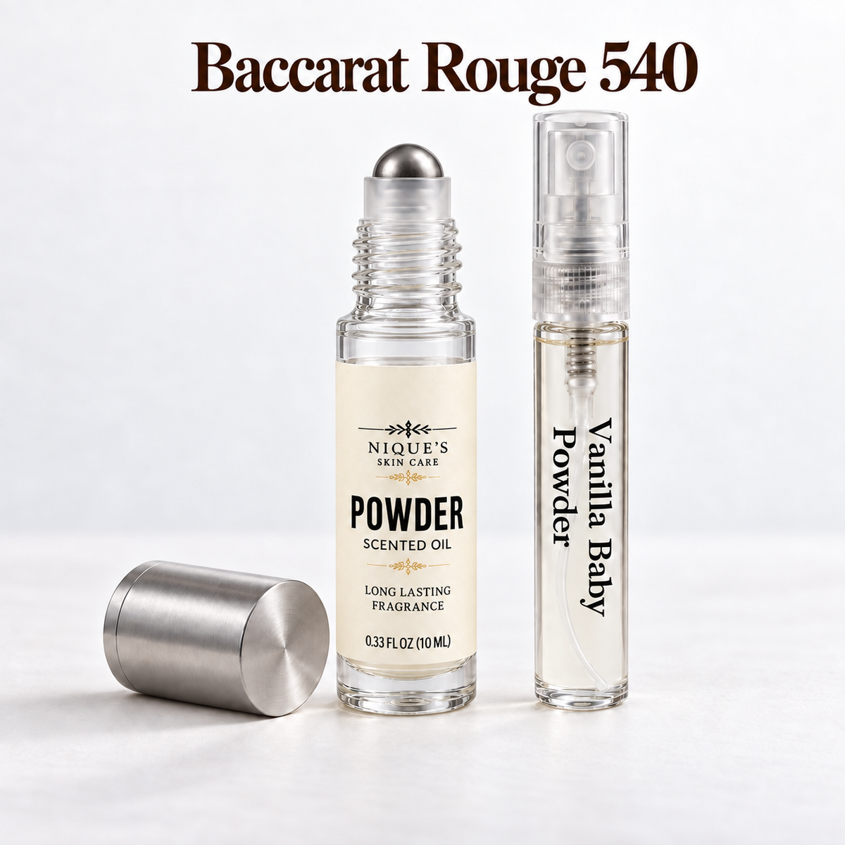 Women Baccarat Rouge 540 Roll on Oil with FREE Vanilla Baby Powder Spray
